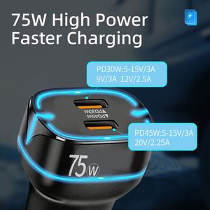 ที่ชาร์จในรถยนต์คุณภาพสูง PD75W Type C ชาร์จเร็ว USB-C-C พอร์ตชาร์จคู่ ชาร์จอุปกรณ์ได้ 2 เครื่อง - Product Image 5