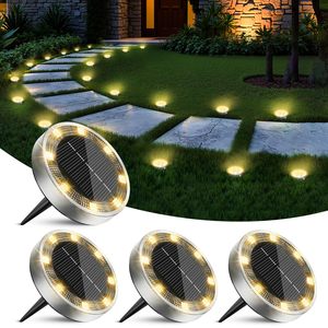 Solar Disk Pathway <b>Light</b> Outdoor Garden <b>Landscape</b> Spotlight <b>Light</b> Waterproof Mini 8 Led Outdoor Solar Lawn Ground <b>Light</b> - Product Image 1