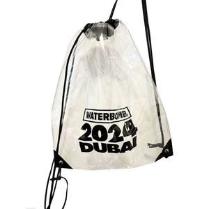Sac à cordon en plastique transparent PVC personnalisé avec logo, vente en gros, pas cher - Product Image 3
