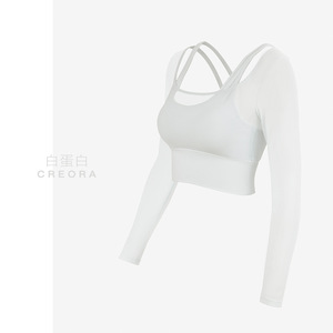 Venta al por Mayor de Tops Cortos Sexys 2 en 1 para Mujer, Malla Transpirable, Acolchados, Lujosos y Elegantes, Camisetas de Manga Larga Estilo Y2K - Product Image 5