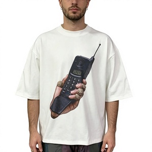 T-shirt homme personnalisé en coton 100% uni, surdimensionné, impression possible, 200 g/m², tissu épais - Product Image 4