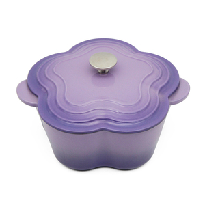 Articles ménagers lumineux Offre Spéciale <span class=keywords><strong>Mini</strong></span> ustensiles de cuisine en fonte violet 20cm four hollandais antiadhésif avec couvercle casserole de fleurs en fonte émaillée - Product Image 3
