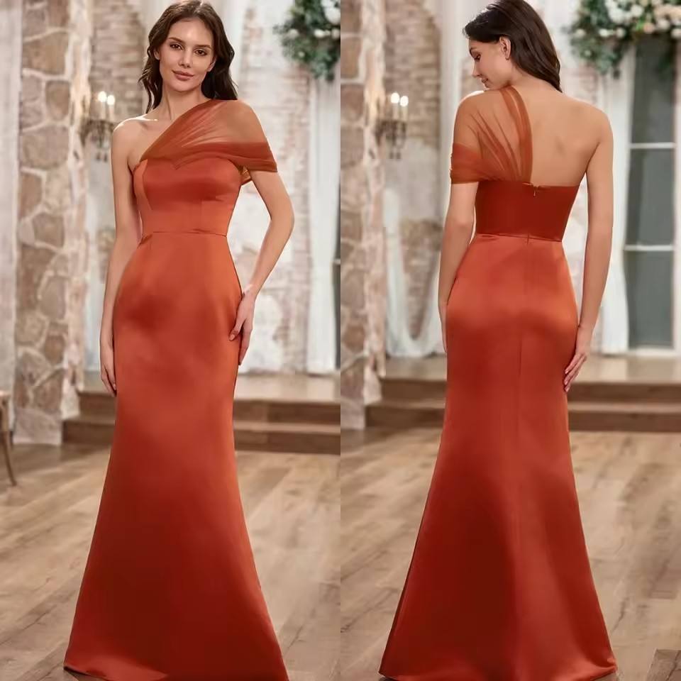copper brown bridesmaid dress