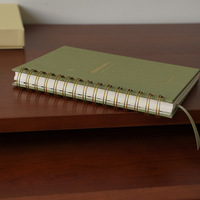 Carnet à spirales vert olive, carnet de notes d'église, carnet en cuir PU à couverture rigide avec marque-page en ruban