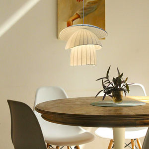 Lustre moderne en fer et soie artificielle à économie d'énergie E26 <span class=keywords><strong>pour</strong></span> la décoration intérieure, corps blanc, garantie de 3 ans - Product Image 2