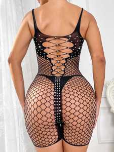 New Women's Sexy Tight Fitting Mesh Clothing With Fashionable Hollow Mesh <b>Perspective</b> One-piece Mesh Clothing Sexy Lingerie - Product Image 6