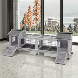 <span class=keywords><strong>Cage</strong></span> moderne en métal pour clapier et cochon d'Inde avec double maison et plateaux sans fuite pour le salon - Product Image 1