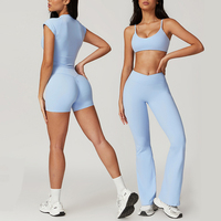 Ensemble de sport 2 pièces pour femme : Legging et short de yoga grande taille en tissu recyclé anti-transpiration, extensible dans quatre directions et respirant