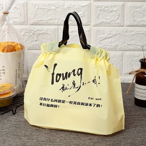 Bolsas de plástico para llevar con cordón inferior redondo Prohibiciones de entrega de alimentos personalizadas Base estable - Product Image 6
