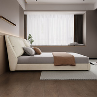 Nouveau lit de chambre principale Napapi avec cadre en bois massif, design moderne et minimaliste, luxe haut de gamme, espace de rangement intégré