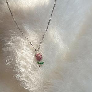 Collar con Colgante de Flor Pequeña con Incrustaciones de Diamantes de Alto Contenido de Carbono en Plata de Ley S925 Súper Brillante, Textura de Lujo Ligero, Cuerpo Completo - Product Image 1