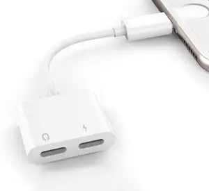2 в 1 светло-ning наушников аудио адаптер с аудио кабель зарядки вызов кабель разветвитель для наушников для apple