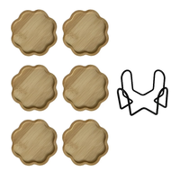 Sous-verre personnalisé en marbre et bois d'acacia, support minimaliste pour sous-verre en bois, uniquement pour sous-verre à café, forme de fleur en bois