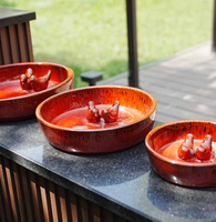 Bol en céramique émaillée pour abreuvoir d'oiseaux, pour jardin et cour extérieurs, pots en céramique d'extérieur