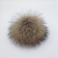 Pompon en fourrure de raton laveur et de renard authentique, moelleux et de haute qualité, avec bouton-pression