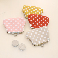 Tas Jepit Vintage 3-inci Model Baru, Dompet Koin Lucu Motif Polkadot Kanvas, Dompet Kecil Ready Stock Grosir