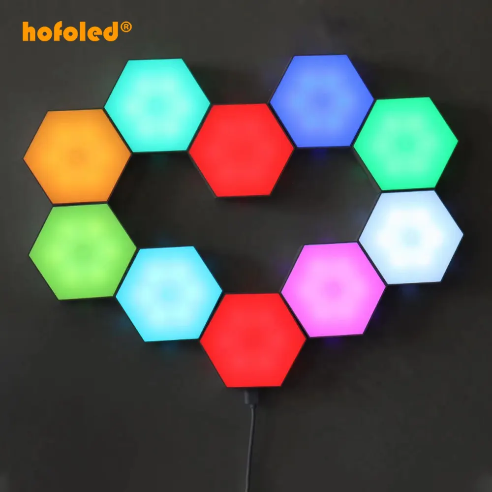 Modular Iluminação Sensível Magnético DIY Controle Remoto Night Lights Led RGB Hexagon Wall Light