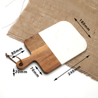 Planche à fromage en bois d'acacia et marbre avec poignée Planche à découper rectangulaire Accessoire de voyage écologique