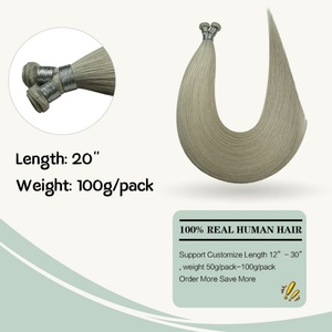 FH # Extensiones de Cabello con Trama Invisible Color Plata, Cabello Humano Europeo de un Solo Donante, Trama Genius - Product Image 2