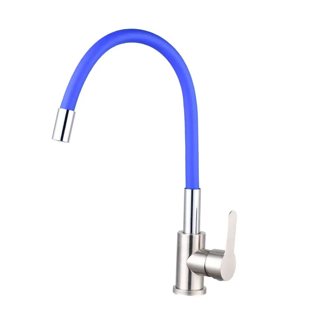 360 Degree Rotation Stainless Steel Colorful Flexible Hose Mixed Kitchen Faucet Cold Hot Water Mixer Sink Taps