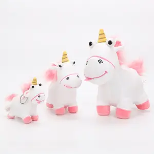 Grosir mainan boneka unicorn mata besar mainan lembut kustom boneka unicorn merah muda dan putih