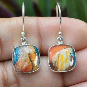 Boucles d'oreilles pendantes en argent 925 avec pierre naturelle pour femme, sertissage clos, usage quotidien, E4822 Blanc Champagne - Product Image 3