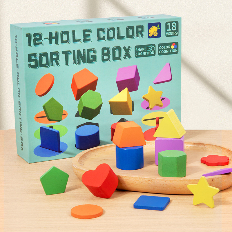 9-hole color and shape sorting box