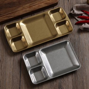 Korean Style Stainless Steel Divided <b>Tray</b> For <b>BBQ</b> Sauce And Meat Serving Dish With Compartment Design - Product Image 4