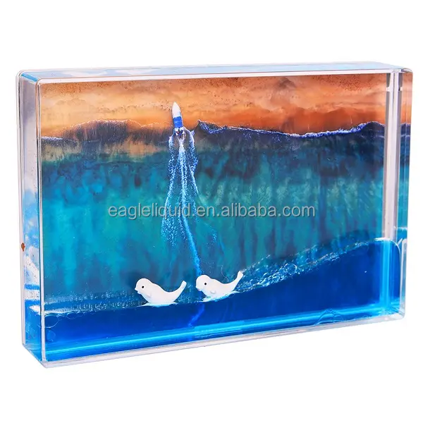 Home Decoratie Acryl Instant Frame Vloeibare 6X4 Foto Fotolijst Met Blauw Water En Leuke Beluga Floaters