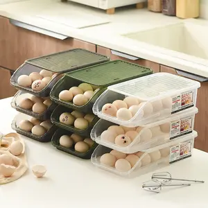 Mutfak yaratıcı otomatik haddeleme yumurta saklama kabı tutmak taze yumurta depolama tutucular buzdolabı için