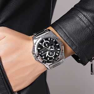 Reloj de Cuarzo para Hombre Skmei 2399 Dorado, Plateado y Negro, Correa de Acero Inoxidable, Diseño Simple de Dibujos Animados, Resistente al Agua 3ATM, Luminoso, Venta al Por Mayor - Product Image 3