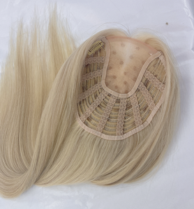 7x7" Human Hair <strong>Topper</strong> Mono Base <strong>Open</strong> Wefts at Back Jewish Kosher Hair <strong>Topper</strong> Blond - Product Image 6