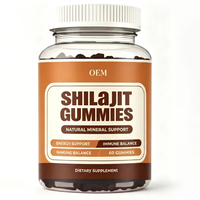 Résine de Shilajit de l'Himalaya OEM, Ashwagandha 2000mg, Halal, Antioxydant, Sans gluten, Complément énergétique, Gummies de Shilajit à marque privée