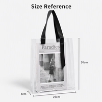 Sac fourre-tout transparent en PVC sur mesure avec logo imprimé pour une utilisation promotionnelle en matière de mode, réutilisable, commandes en gros