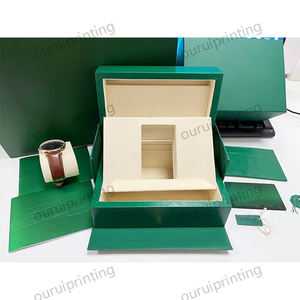Custom Luxury Square role Green PU Leather Watch Storage <b>Box</b> 1 Slot <b>Empty</b> Packaging with OEM Logo for Men - Product Image 3