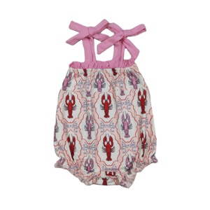 SR4032 RTS Infant Baby pink crab bows print <b>Kids</b> Wholesale Romper Sleeveless Jumpsuit boy <b>Bubble</b> - Product Image 1