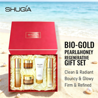 Coffret Cadeau Soin de la Peau au Miel et Perle d'Or, Mousse Nettoyante Profonde, Hydratant, Kit Anti-rides et Raffermissant