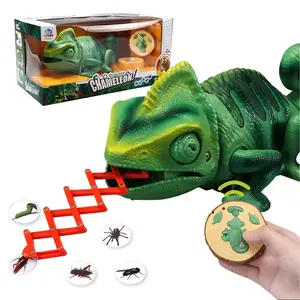 Grappige Spoofing Halloween Geschenken Gek Roofdier Plastic Speelgoed Afstandsbediening Kameleon Met Tong Functie Voor Kinderen