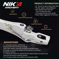 Riser Busur Recurve Nika Archery ET-9 Formula Carbon ILF 25 inci Serat Karbon 3K RH