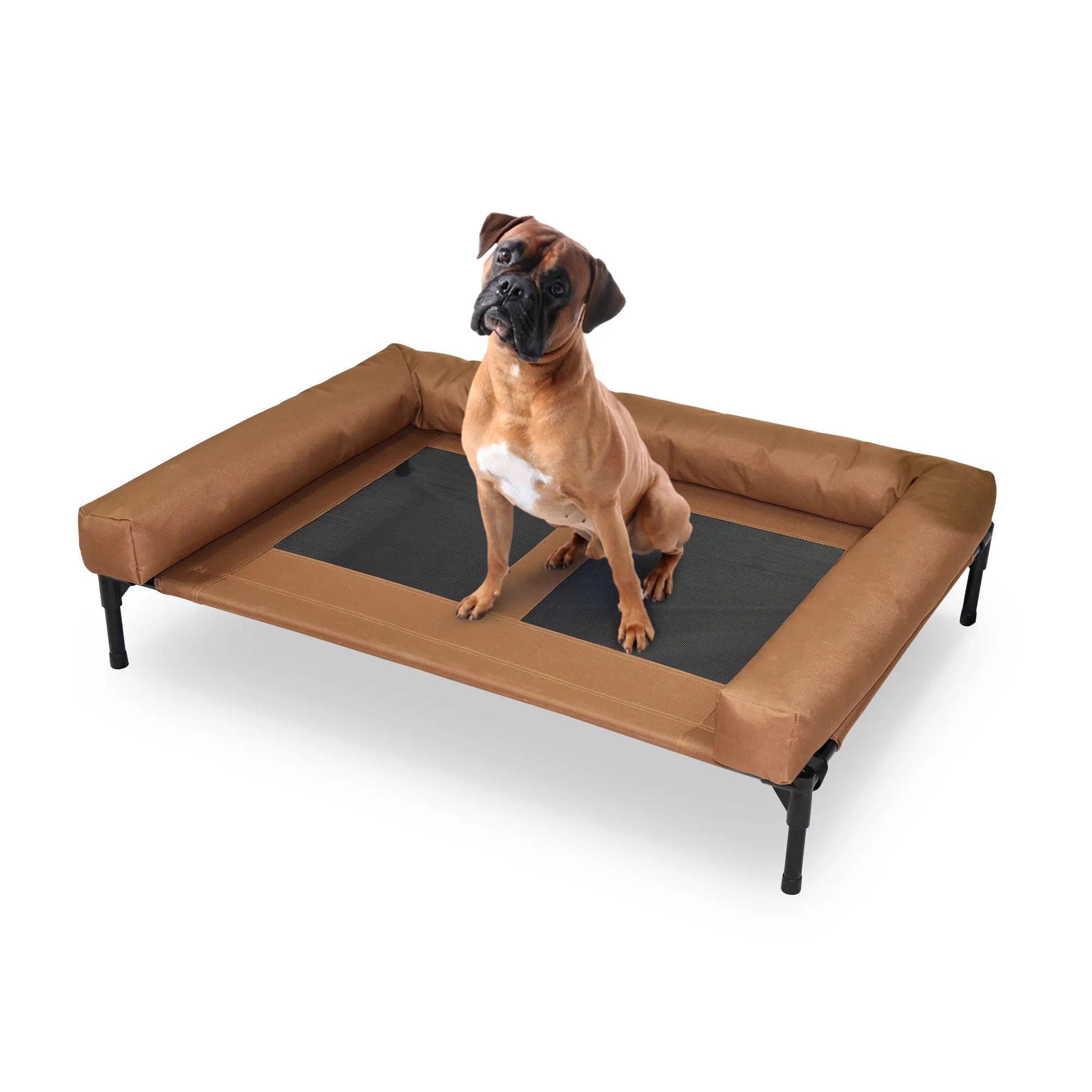 Cama elevada portátil grande impermeable a prueba de masticación con malla de refrigeración moderna para perros