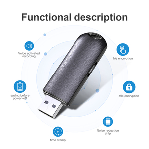 Di động kỹ thuật số USB Đĩa âm thanh ghi âm 8GB/16GB Mô hình màu đen với U Flash Bộ nhớ hồ sơ WAV Định dạng âm thanh ghi âm - Product Image 6