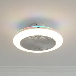 1stshine LED tavan vantilatörü OEM renk gömme monte 20 "küçük uzaktan kumanda RGB tavan vantilatörü