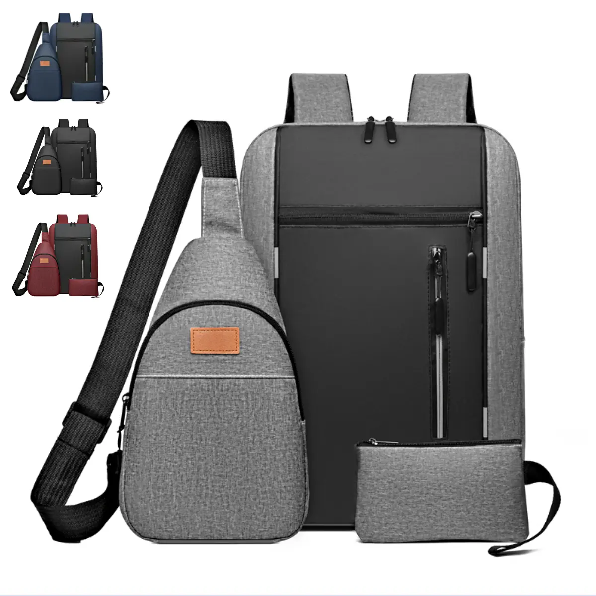 Neues Design wasserdichte Schultasche Oxford Geschäftsrechner Laptop-Tasche Rucksack Dreiteiliges Set Computer-Taschen
