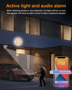 Caméra IP tourelle <span class=keywords><strong>Anpviz</strong></span> <span class=keywords><strong>5MP</strong></span>, dissuasion active US Stovk, audio bidirectionnel, vision nocturne couleur, 100 pieds, IP67, entièrement métallique, extérieur - Product Image 5