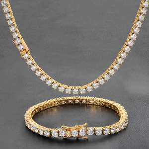 Di lusso di alta qualità Hiphop da uomo in acciaio inox Non appannamento impermeabile oro verniciato Cubic zircone Cz collana Tennis gioiello - Product Image 1