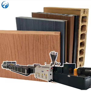 เครื่องทำสินค้าประกอบพลาสติกไม้ PE WPC แผงโปรไฟล์ตกแต่งพื้นกลางแจ้งสายการผลิตแบบขึ้นรูป - Product Image 1
