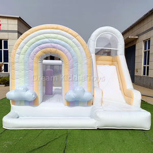 Castillo Hinchable de Lujo Blanco con Arcoíris, Tobogán Doble y Piscina de Pelotas para Niños - Product Image 6