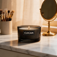 Nouveau produit : Pot à bougie en verre noir large et rond, résistant à la chaleur, pour bougies de 12 oz et 14 oz