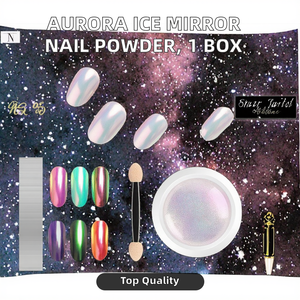Poudre à ongles Aurora Ice Chrome, effet miroir transparent, pigment pailleté irisé pour la décoration des ongles, manucure, salon - Product Image 2