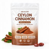 Capsules molles d'extrait de cannelle de Ceylan OEM personnalisées avec huile MCT, hautement biodisponibles, pour le soutien de la glycémie et la santé intestinale